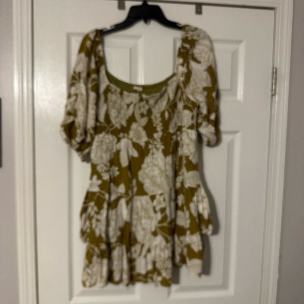 Kori Olive and White Floral Blouse